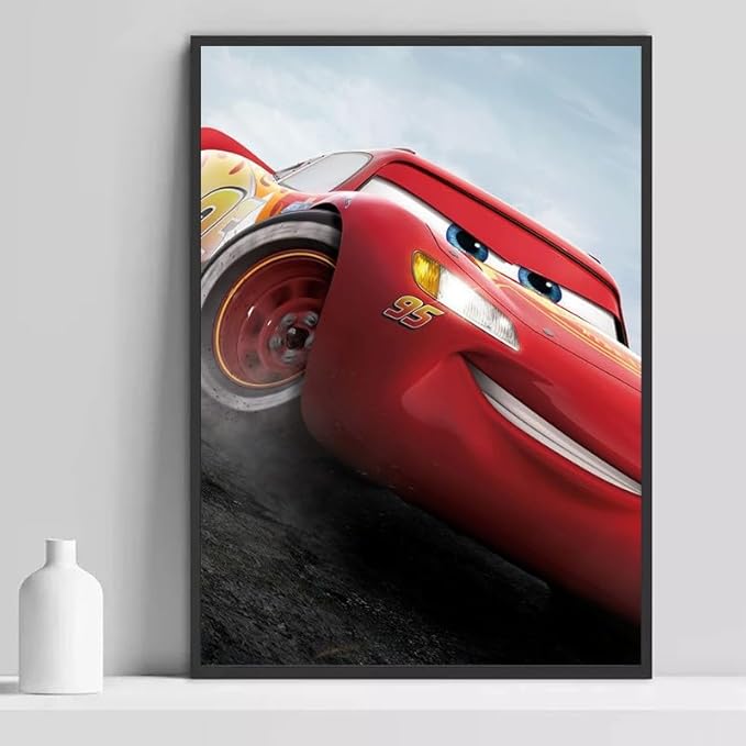 Ma Little Canv Affiche décoratifs pour chambre d'enfant fille ou garcon - Cars et Flash McQueen | Sans Cadres 30x40cm (Cars Duel) (Flash McQueen) - Nail Gallerys