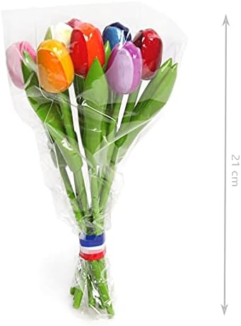 MomoMoments Bouquet de tulipes en bois de qualité supérieure pour votre bien-aimé - 9 tulipes en bois peintes à la main - 21 cm de haut - Décoration - Fleurs artificielles - Fabriqué en Hollande - Nail Gallerys