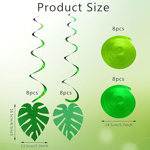 32 Pièces Feuille de Palmier Guirlande Tourbillon Suspendu, Tropical Spirale à Suspendre Decoration, Hawaïen Suspendus Tourbillons Suspendus, Suspension Spirale pour Fête Hawaïenne Tropicale - Nail Gallerys