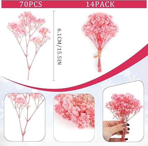 70Pièces Mini Gypsophile Séché 4000+Fleurs Séchées Couleur Rose Naturel Decoration Mariage Fleur Sèche pour Accessoires de Cheveux Mariage Guirlande Carte Vase Cadeau Décoration pour la Maison - Nail Gallerys