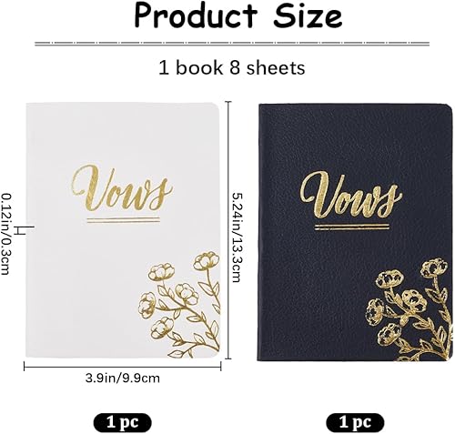GORGECRAFT 2 livre Vœux de Mariage en Cuir avec Lettrage en Feuille D'Or et Fleur de 3.9x5.2,{1} cm, Livrets de Vœux de Mariage, Livres D'Or de Mariage, Essentiels pour la Cérémonie du Jour du Mariage - Nail Gallerys