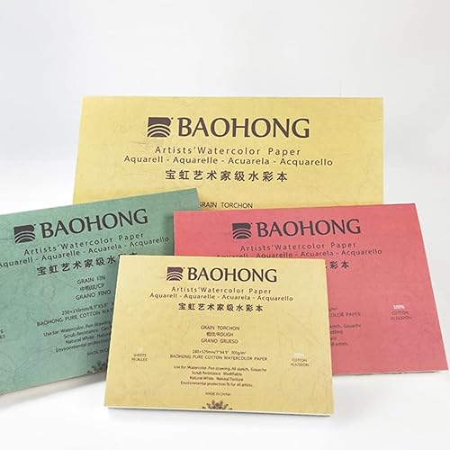 BAOHONG Bloc de papier aquarelle 20 feuilles, qualité artiste, 100 % coton, 63,5 kg/300 g/m², 36 x 26 cm, pressé à chaud - Nail Gallerys