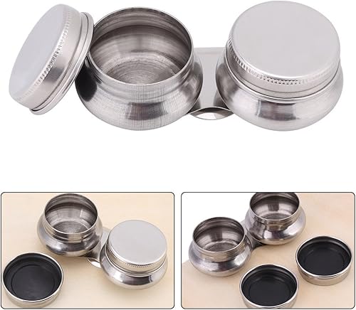 Palette Cup, Double Grande Bouche en Acier Inoxydable Tasses Palette avec Clip Palette Peinture à l'huile Conteneur de solvant térébenthine Megilp avec couvercleCoupelles - Nail Gallerys