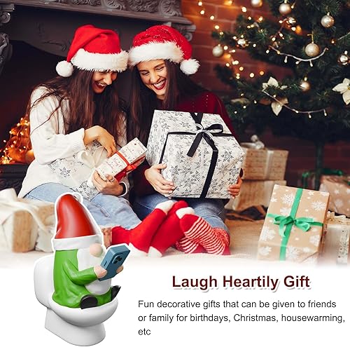 Cuayaes Statue Jardin Exterieur Figure de Nain de Jardin Humour Assis sur Les Toilettes Jouant au Téléphone Figurine d'art en Résine Imperméable pour Terrasse, Pelouse, Interieur Décoration - Nail Gallerys