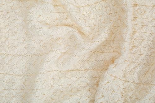 SAOL Plaid en laine mérinos douce irlandaise Aran pour très grand lit 233 x 198 cm (naturel) - Nail Gallerys