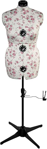 Sewing Online Mannequin Couture Réglable, Motif à Bourgeon de Rose | Moyen (M) [Taille EUR 44 à 48] - Nail Gallerys