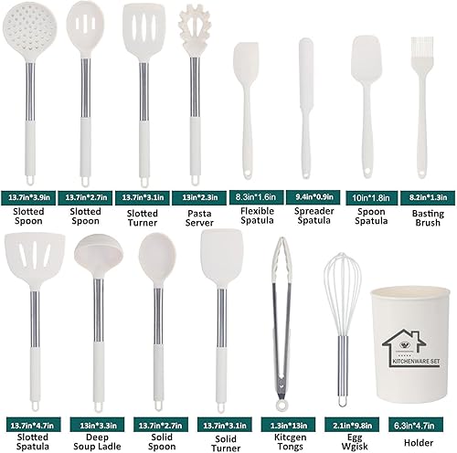 UXIYI Ensemble d'ustensiles de cuisine, ustensiles de cuisine en silicone, ensemble de spatules en silicone avec manche en acier inoxydable Rose Gold, outils de cuisine pour poêles antiadhésives,15PCS - Nail Gallerys