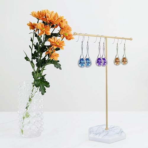 Présentoir à Bijoux, Porte Présentoir de Collier en Forme de Tavec Base en Bois, Suspendu à Bijoux en Plaqué pour Boucles, Bracelets, Bagues Suspendu pour Bracelets Bagues - Nail Gallerys