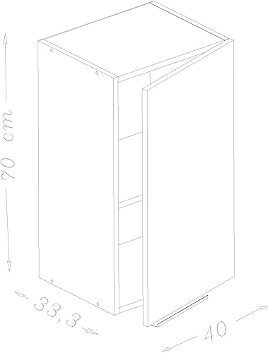 Berlioz Creations CP4HNM Meuble Haut de Cuisine avec Porte Noir Super Mat 40 x 34 x 70 cm - Nail Gallerys