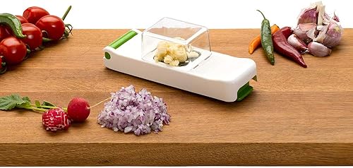 ALLIGATOR 3080 - Mini Hachoir Multifonction Avec Bac Collecteur - Coupe Légumes - Coupe Oignon - Lame 3x3 mm - Sans BPA - Blanc et Vert - Nail Gallerys