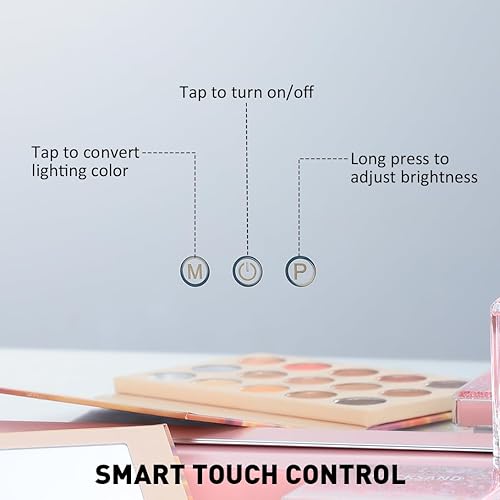 2-FNS Hollywood Miroir de maquillage avec 15 lumières LED, écran tactile éclairé, avec éclairage, 3 modifications de couleur, luminosité réglable, plateau de table ou support mural, rose - Nail Gallerys