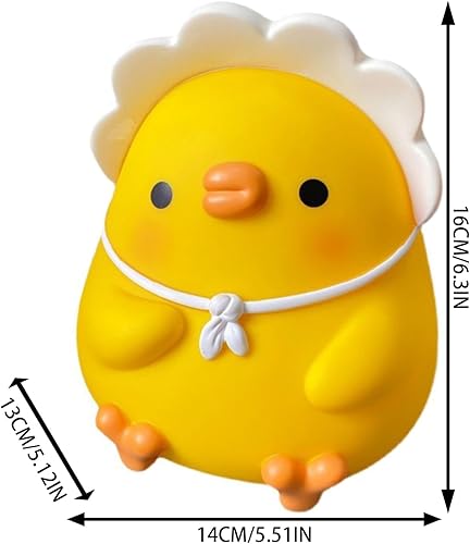 Tirelire en forme de poulet, grande capacité, 14 x 13 x 16 cm, joli motif volaille, résine, bouchon amovible, jaune, 1 pièce pour - Nail Gallerys
