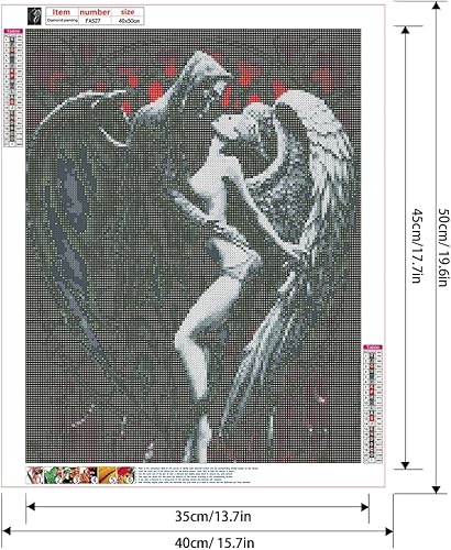 DCIDBEI 40x50CM Peinture Diamant 5D Complet Carré Square,Diamond Painting Kits de Broderie Diamant Mosaïque,Démon et Ange Canevas Diamant Kit pour Enfants et Adultes Puzzle Diamant Crâne et Femme - Nail Gallerys