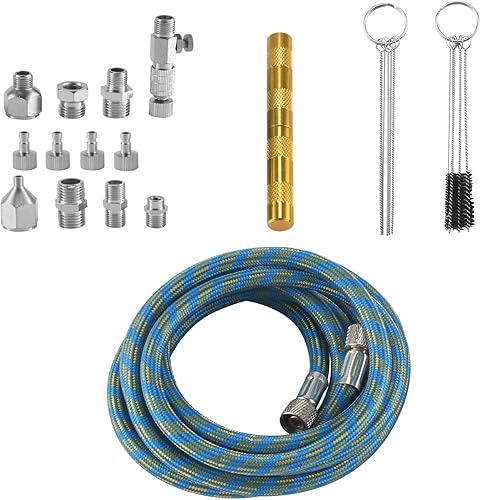 YEHEI Ensemble D'Adaptateurs D'AéRographe 16 PièCes, Adaptateur D'AéRographe, Connecteur à DéGagement, Outil de Nettoyage de PulvéRisation D'AéRographe pour Compresseur D'Air - Nail Gallerys