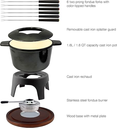 Swissmar Sierra F66708 Service à fondue 11 pièces en fonte/acier inoxydable Noir métallisé 1,6 l - Nail Gallerys