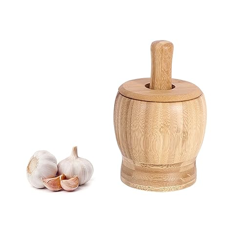 Ensemble de mortier et pilon en bois, Moulin à épices à Herbes, Broyeur de Cuisine Sain, Fabriqué en bambou de haute qualité, adapté à l'ail, au piment, aux arachides, aux noix et à diverses épices - Nail Gallerys