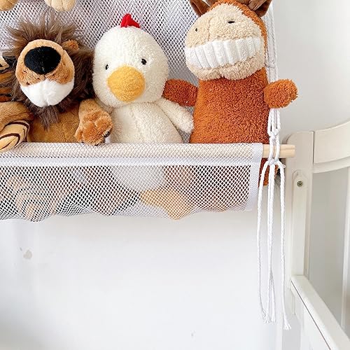 Solution de rangement pour jouets à suspendre, filet mural pour chambre d'enfant, animal en peluche, filet mural avec trois couches de rangement pour jouets en peluche pour salle de jeux, chambre - Nail Gallerys