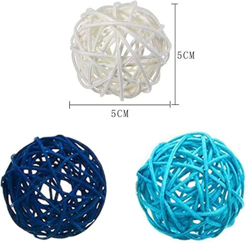 Senda Lot de 15 boules rondes en rotin - Boules décoratives naturelles - Pour loisirs créatifs, fête, centres de table de mariage, lapin, perroquet, oiseaux - 5 cm (rouge, blanc, vert) - Nail Gallerys