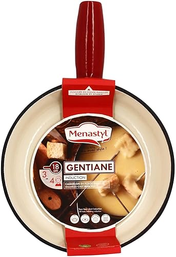 MENASTYL - Caquelon Gentiane 18cm en fonte émaillé rouge - Parfait pour réaliser une fondue savoyarde - 6020020 - Nail Gallerys