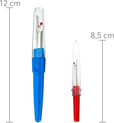 Faden & Nadel Lot de 2 découseurs 12 cm de long avec capuchon de protection Rouge et bleu - Nail Gallerys