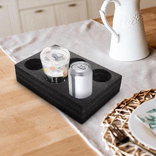 BESTonZON Lot de 3 porte-gobelets à emporter - Porte-gobelets - En mousse - 6 tasses - Pour le camping et les pique-niques - Noir - Nail Gallerys