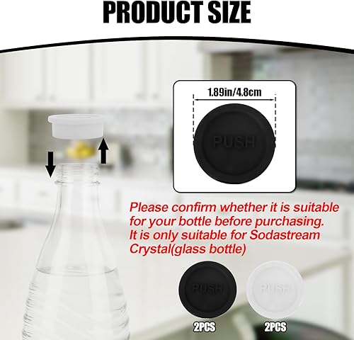 4pcs Couvercle de Bouteille en Verre, Silicone Couvercle Soda Réutilisable Bouchon de Bouteille de Soda Compatible avec la Bouteille en Verre Sodastream(Noir et Blanc) - Nail Gallerys