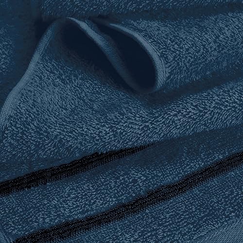 MyOwn Lot de 2 serviettes de bain surdimensionnées en coton 100 x 150 cm - Ultra absorbantes - Compactes - Séchage rapide et légères - Bleu minéral - Nail Gallerys
