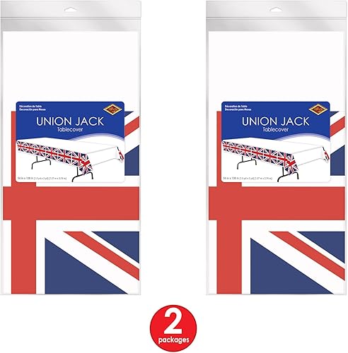 Drapeau Beistle Nappe Union Jack 54 inches x 108 inches Rouge/Blanc/Bleu - Nail Gallerys