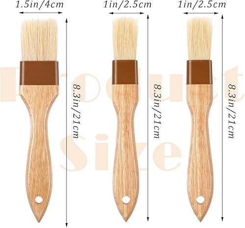 Gjinxi Lot de 2 pinceaux à pâtisserie en poils naturels de qualité alimentaire pour badigeonner et barbecue (3,8 cm et 2,5 cm) - Nail Gallerys