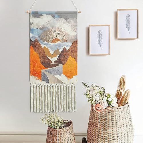 KHOYIME Bohème Macramé Tissé Tenture Murale Lever du Soleil Tapisserie Colorée Boho Chic pour Appartement Dortoir Chambre - Nail Gallerys