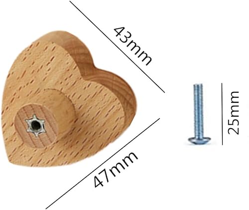 Loopunk Poignées pour meubles de cuisine, boutons de meubles pour enfants, cœur en bois massif de qualité supérieure, avec texture naturelle, pour armoires et tiroirs, 6 pièces - Nail Gallerys
