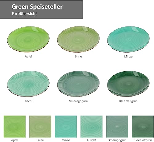 MamboCat Green Set de 18 assiettes Set d'assiettes vertes Vaisselle robuste en faïence verte pour 6 personnes 6 assiettes plates Assiettes à soupe Petites assiettes à gâteaux 18 pièces - Nail Gallerys