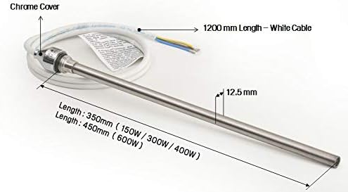 Valdern Élément chauffant électrique 250 W pour porte-serviettes de salle de bain et radiateurs, capuchon chromé - Nail Gallerys