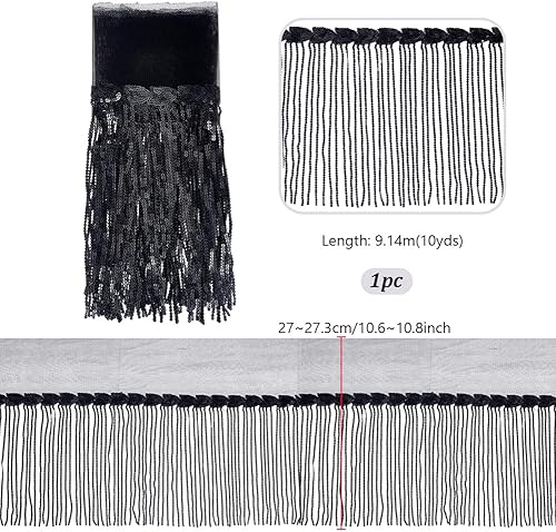 PH PandaHall 6.4m Couture Frange Garniture Paillettes Dentelle Frange 27cm Paillettes Scintillantes Gland pour Coudre Vêtements Bricolage Artisanat Vêtement Rideau Robe Verte - Nail Gallerys