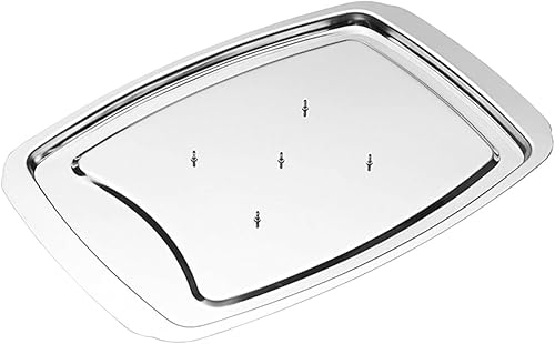 ZONADAH Plat à dinde en acier inoxydable, support de plaque de poulet rôti, plateau de cuisson, poêle à steak, plateau de service épais avec pointes antidérapantes pour couper et hacher la viande - Nail Gallerys