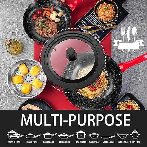 Couvercle Universel, Couvercle de Casserole avec Rebord en Silicone Résistant à la Chaleur, Convient à Tous Les 24cm, 26cm, 28cm Ustensiles de Cuisine, Casseroles, Poêles et Poêles de - Nail Gallerys