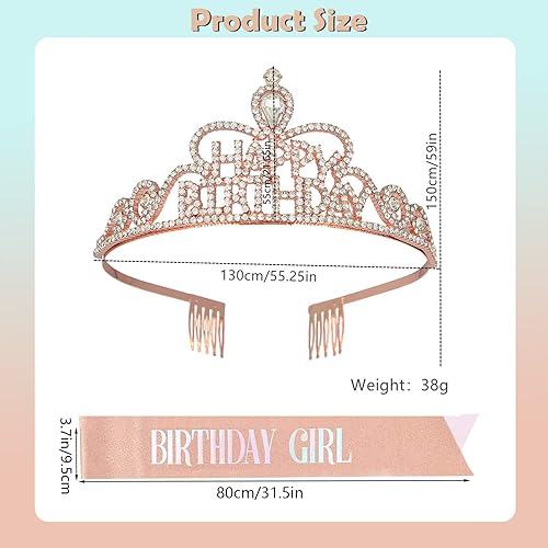 Joyeux anniversaire Crown Head Bandeau, Princesse Couronne Cheveux Anniversaire Etiquette Anniversaire Girl d'anniversaire, Gold Gold Police, utilisé pour les accessoires de fête d'anniversaire - Nail Gallerys