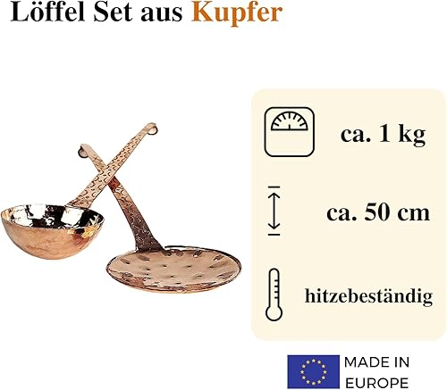 Copper Garden Set d'ustensiles de Cuisine en cuivre 2 pièces: Écumoire et louche (48/50 cm) - Nail Gallerys