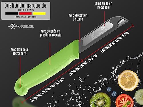 Couteaux à fruits Solingen Set Acier inoxydable Fabriqué en Allemagne Lames tranchantes pour couper les fruits et légumes (4, Long - Dentelé) - Nail Gallerys