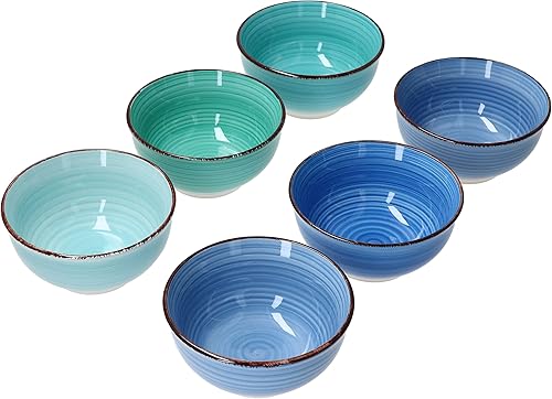 MamboCat Blue Lot de 6 coupelles à sauce Ø 12 cm I Petit bol 200 ml I Set de 6 tons bleus différents I Bol à dessert I Bol à dipp Passe au lave-vaisselle - Nail Gallerys