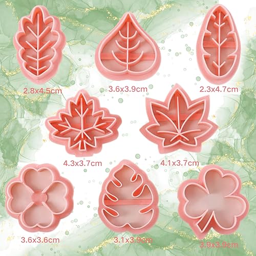 PTaizjjz Lot d'emporte-pièces en forme de feuilles - 8 formes de feuilles - Emporte-pièces en plastique pour biscuits, gâteaux, pâtisseries - Nail Gallerys