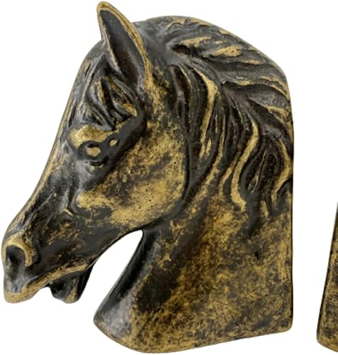 Paire serre-livres en laiton bruni en forme de tête de cheval artisanat Made in Italy - Nail Gallerys