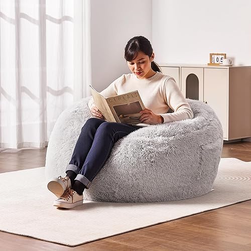 VEVOR Pouf Convertible en Louange Matelas, Fauteuil Pouf avec Housse Lavable pour Adultes, Fauteuil Paresseux en Peluche Moelleuse, Rembourrage en Mousse et Poche Latérale, pour Salon, Chambre, Gris - Nail Gallerys