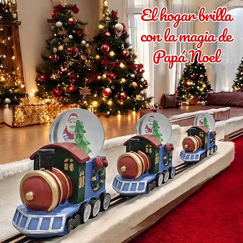 Gerimport Boule de neige Noël train avec Père Noël - Boule en cristal avec neige décorative - Ornements de Noël originaux - Décoration de Noël 2024-9,5 x 8,7 cm - Nail Gallerys