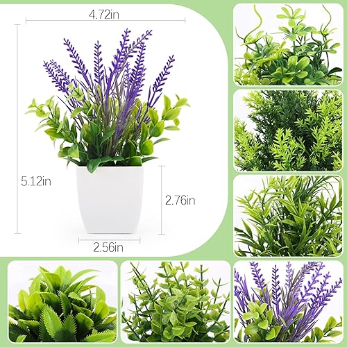TYL&TYS Lot de 6 petites plantes artificielles en plastique pour l'intérieur - Décoration dans la chambre à coucher, la salle de bain, la cuisine et la maison - Faux plantes en plastique avec - Nail Gallerys