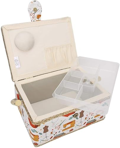 Oumefar Boîte à Couture Complète, Boite a Couture Vide Trousse Couture Boîte de Rangement Domestique Panier en Tissu Artisanat avec Poignée - Nail Gallerys