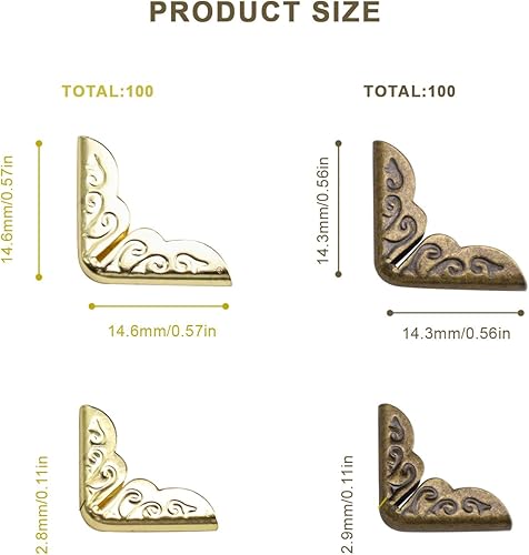 KLEHOPE Protection Coin Livre Métal, 200 Pièces Coin Photo, Coins de Livre, Coins de Livre en Métal Vintage avec Un Effet Décoratif, Convient à Tous Les Types de Livres, Albums Photo - Nail Gallerys