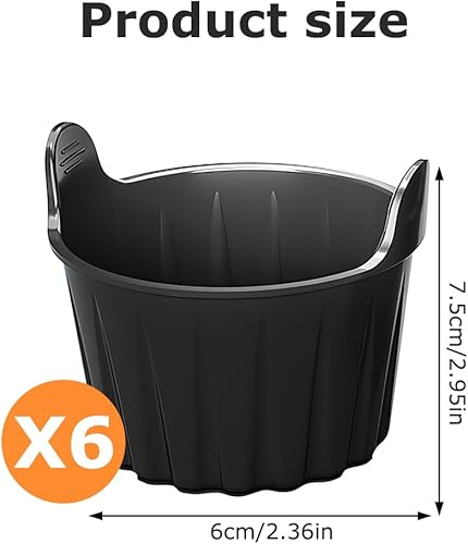 KBIBCK 6PCS Moule Silicone Air Fryer, Ramekins for Air Fryer, Ramequins pour Friteuse à Air, Moule Air Fryer Réutilisable Plat, Cuit Oeuf Micro Onde Moule for Air Fryer pour Pâtisseries,Muffins (Noir) - Nail Gallerys