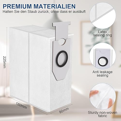 Lot de 10 Sacs D'aspirateur pour EUREKA J12 Ultra/Midea V12 – Sac à Poussière de Grande Capacité de 3,5 L - Nail Gallerys