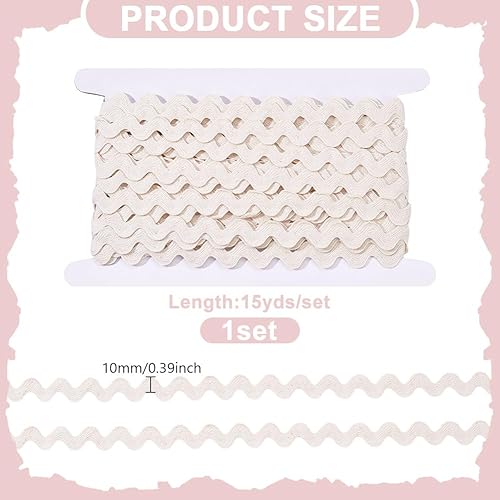 NBEADS 15 Verges Bordure à Franges Courbées, 10mm RIC Rac Ruban de Garniture Zig Zag Tissu Vague Couture Pliage Frange Garniture pour Bricolage Couture Artisanat Emballage Cadeau - Nail Gallerys